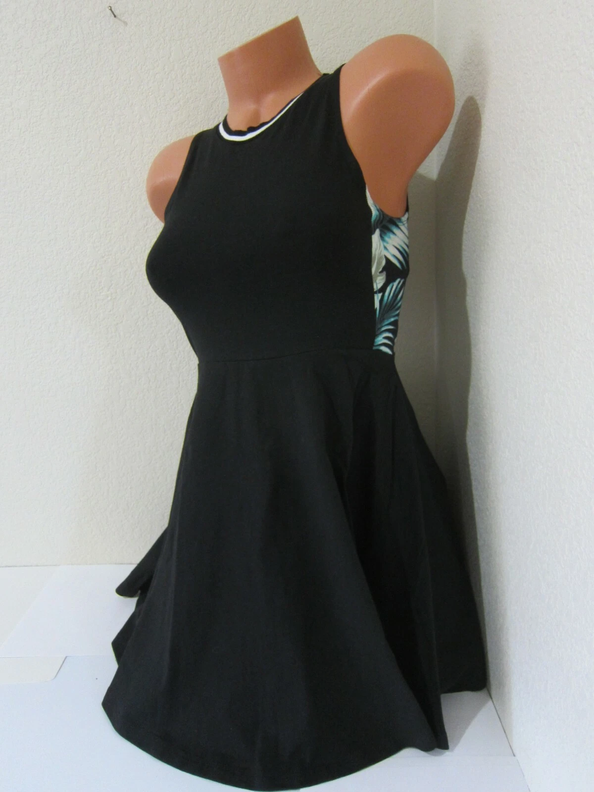 UNDERCOVER Abito mini skater Victoria Secret rosa NERO palma tropicale LOGO XS SVASATO COPRICOSTUME