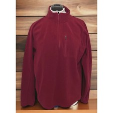 LL Bean Fleece Pullover Jacket Mens Large Burgundy Red Sweater Long Sleeve Zip