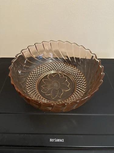 Vintage, pink, depression, glass, large bowl