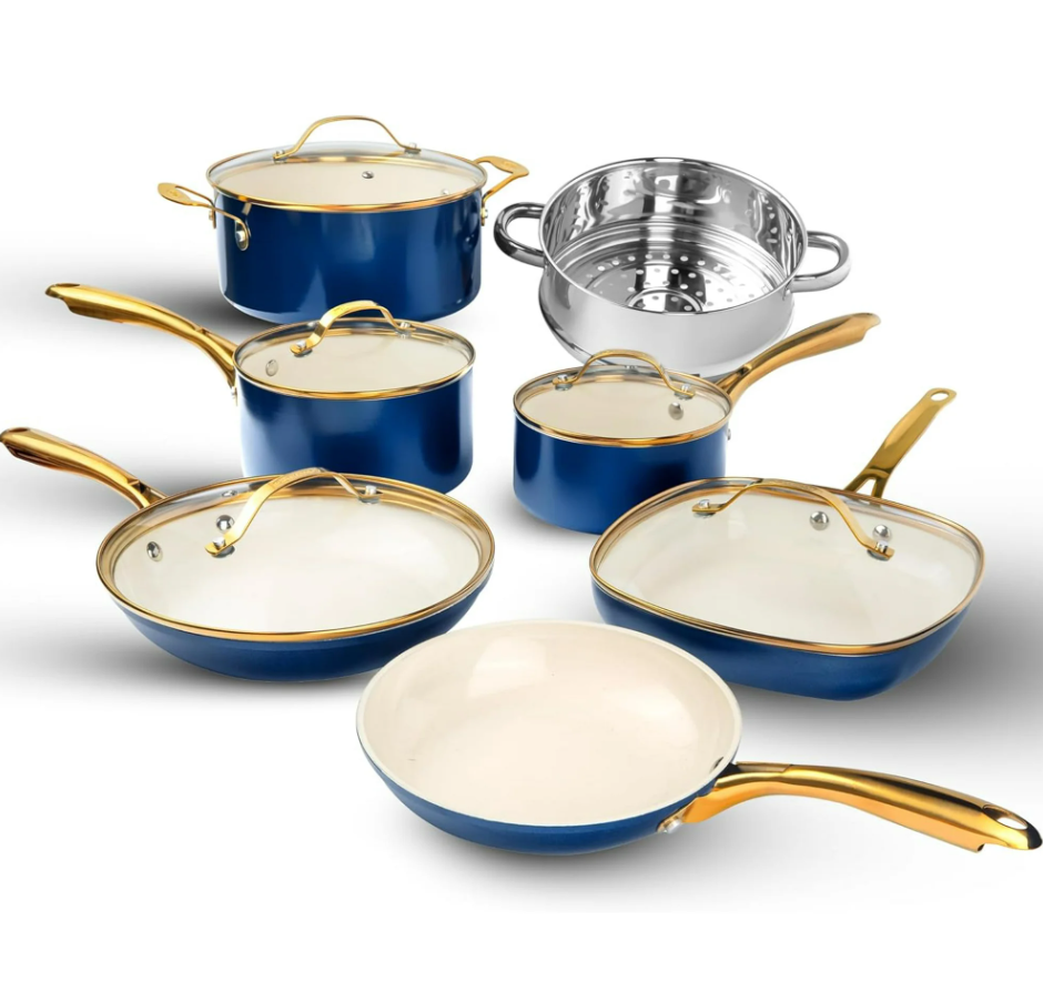 Gotham Steel Nonstick Pots and Pans Set 12 Piece Ceramic Cookware Kitchen Set