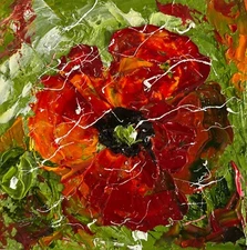 Poppy Painting Floral Original Art Flowers Oil impasto Artwork 6 x 6 inches