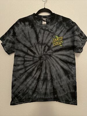 SANTA CRUZ Skateboards Shirt The Original Tye Dye Black Plant Leaf
