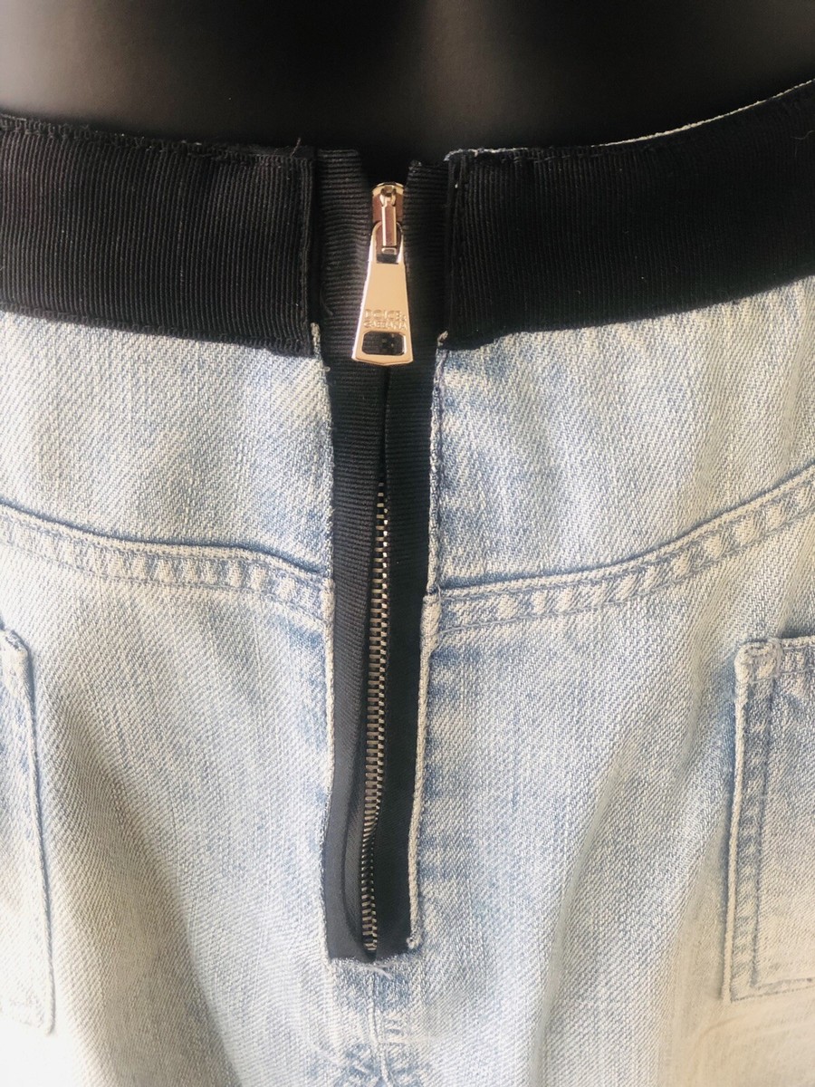 Jupe Tulipe En Jean DOLCE & GABBANA - Bleu Clair, Taille 44, Occasion Très Bon état, Fermeture Zip
