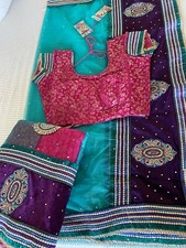 Pink and Turquoise net lengha choli