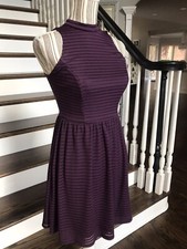 Xhilaration Women’s Purple Striped Sleeveles Fit And Flare Dress Size XSmall