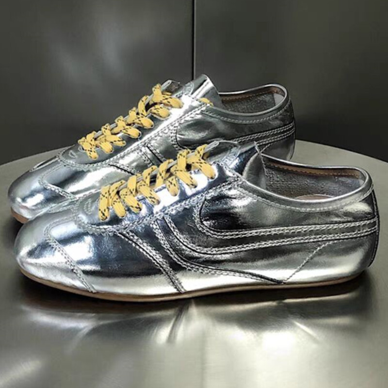 Zapatos deportivos informales de moda retro de cuero genuino DRIESvan NOTEN en plata