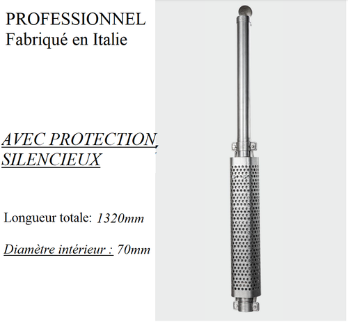 Silencieux Universel Tracteur 10x15x100cm Ø55mm - Acier Aluminié - Garantie 30 Mois