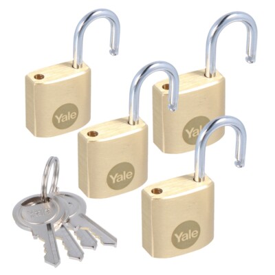 4x YALE MINI TRAVEL PADLOCKS 20mm Brass Holiday Family Suitcase Bag Keyed  Alike