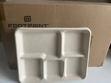 400 Count Case - 5 Compartment Disposable Lunch Tray 10"x8" Fiber Sturdy Quality