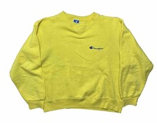 Vintage 90s Champion Reverse Weave Crewneck Sweatshirt Size L Blank USA Yellow