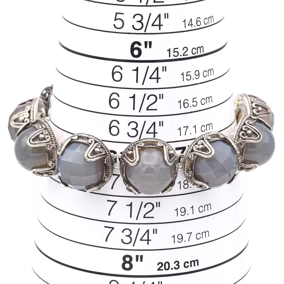 Brazalete vintage de plata esterlina Suarti Bali BA con eslabones de calcedonia Foto 4 de 4