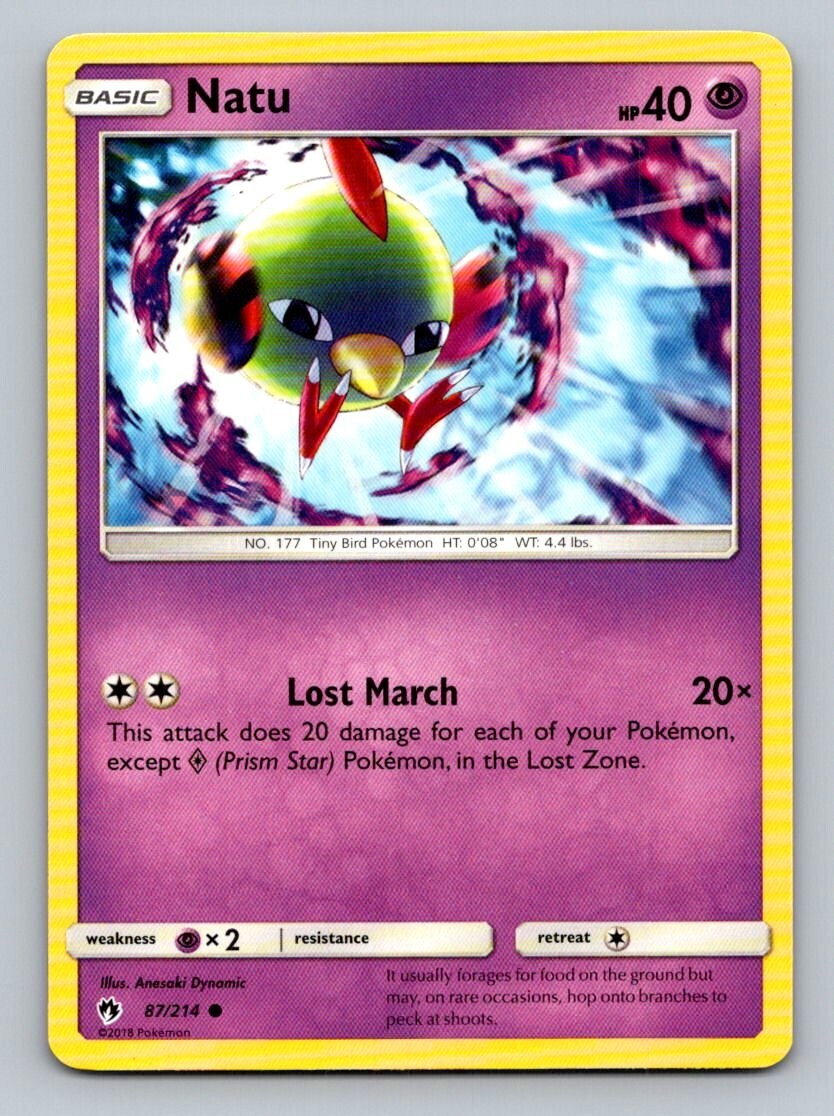 2018 Pokemon Card Lost Thunder Natu 87/214