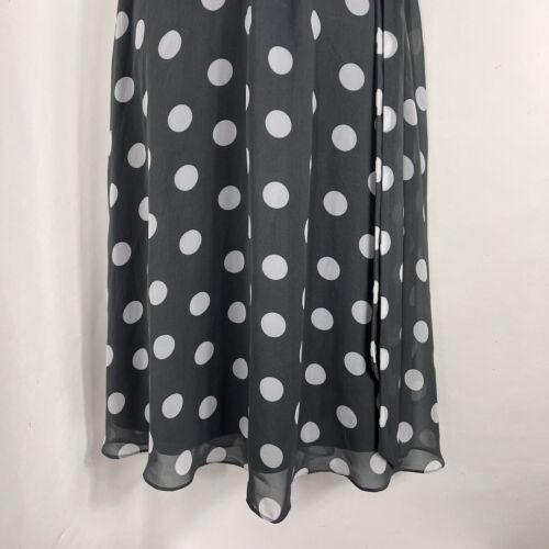 R&K Dress Women's Size 4 Sleeveless Knee Length Belted A-Line Gray Polka Dot - Picture 3 of 11