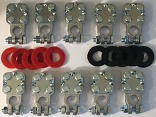  5 PAIR 3 Way Top Post Battery Terminal 6-1 AWG Cable W/Preventative Washers