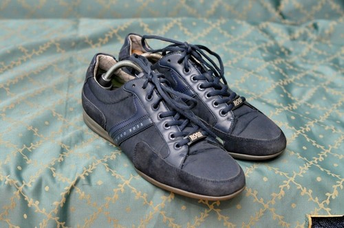 Hugo Boss Da Uomo Blu Pelle/Pelle Scamosciata Scarpe Da Ginnastica Tessile  Misura 42 | eBay