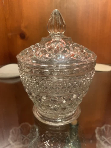 Vintage Anchor Hocking Wexford Footed Sugar Bowl with Lid