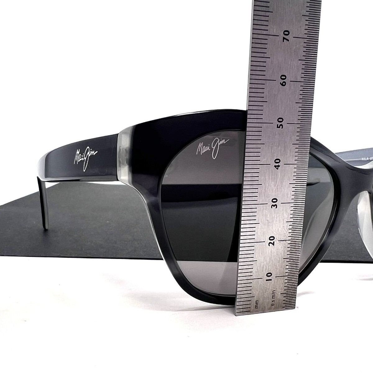 Maui Jim KILA MJ 819-02A Dark Gray Sunglasses Neutral Grey Polarized Lenses (A) Maui Jim KILA MJ 819-02A Black With Pearl Interior / Neutral  main image 3