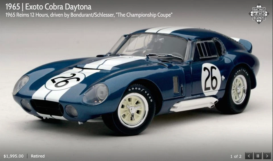 Cobra Daytona Diecast Car Exoto 1:18 | 1965 Championship Coupe #RLG18006 NEW! - Image 2 of 3