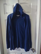 Marled Cardigan Sweater Size S Blue Hooded
