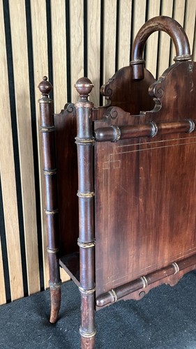 Antik Holz Zeitungsständer Musik Flöte Dekor 60x40x17cm Sammlerstück Kleinmöbel - Bild 7 von 8
