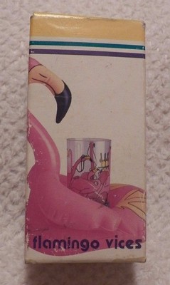 Splash Ware 20 oz. Plastic Cup Cooler with Flamingo Vices Floating Coaster NIB 