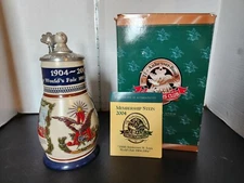 Anheuser Busch 2004 WORLD'S FAIR Collectors Club 100th Anniv. Lidded Stein, COA