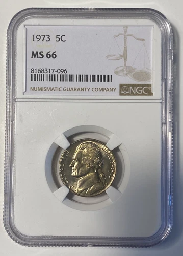 🔥1973 Jefferson Nickel 5c Coin Mint State NGC MS 66🔥