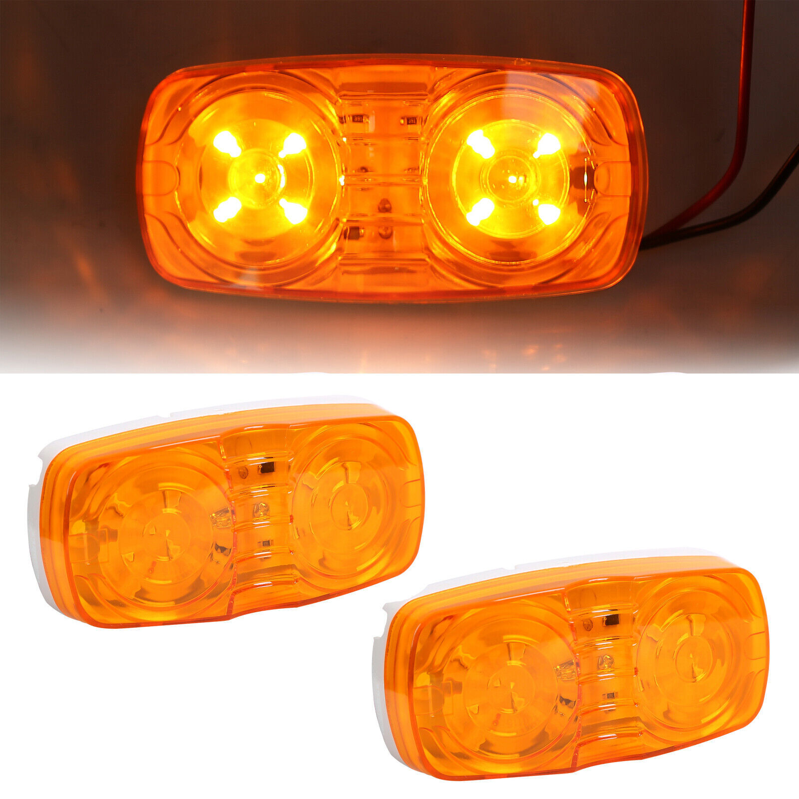 10X Amber Trailer Marker Light Double Bullseye 10 Diodes LED Clearance