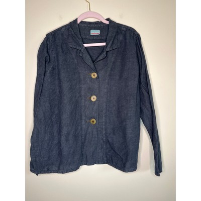 Privatsachen Cocon Commerz Navy Blue Linen Lagenlook Minimalist Jacket 2X