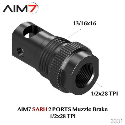 Aim7 SARH 2 Port Muzzle Brake Stainless Steel 1/2x28 Thread .223 556