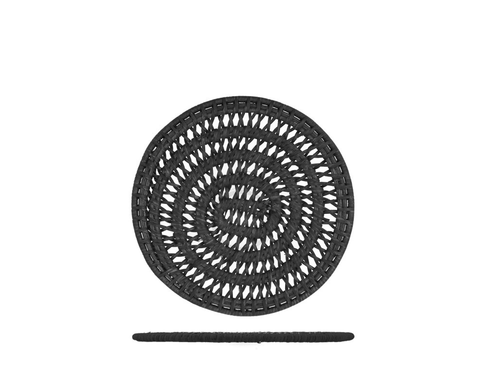 H&H Black Rattan Woven Round Trivet 18 cm
