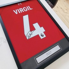 Virgil Van Dijk #4 Signed Print Framed Shirt Jersey Liverpool 2025-26
