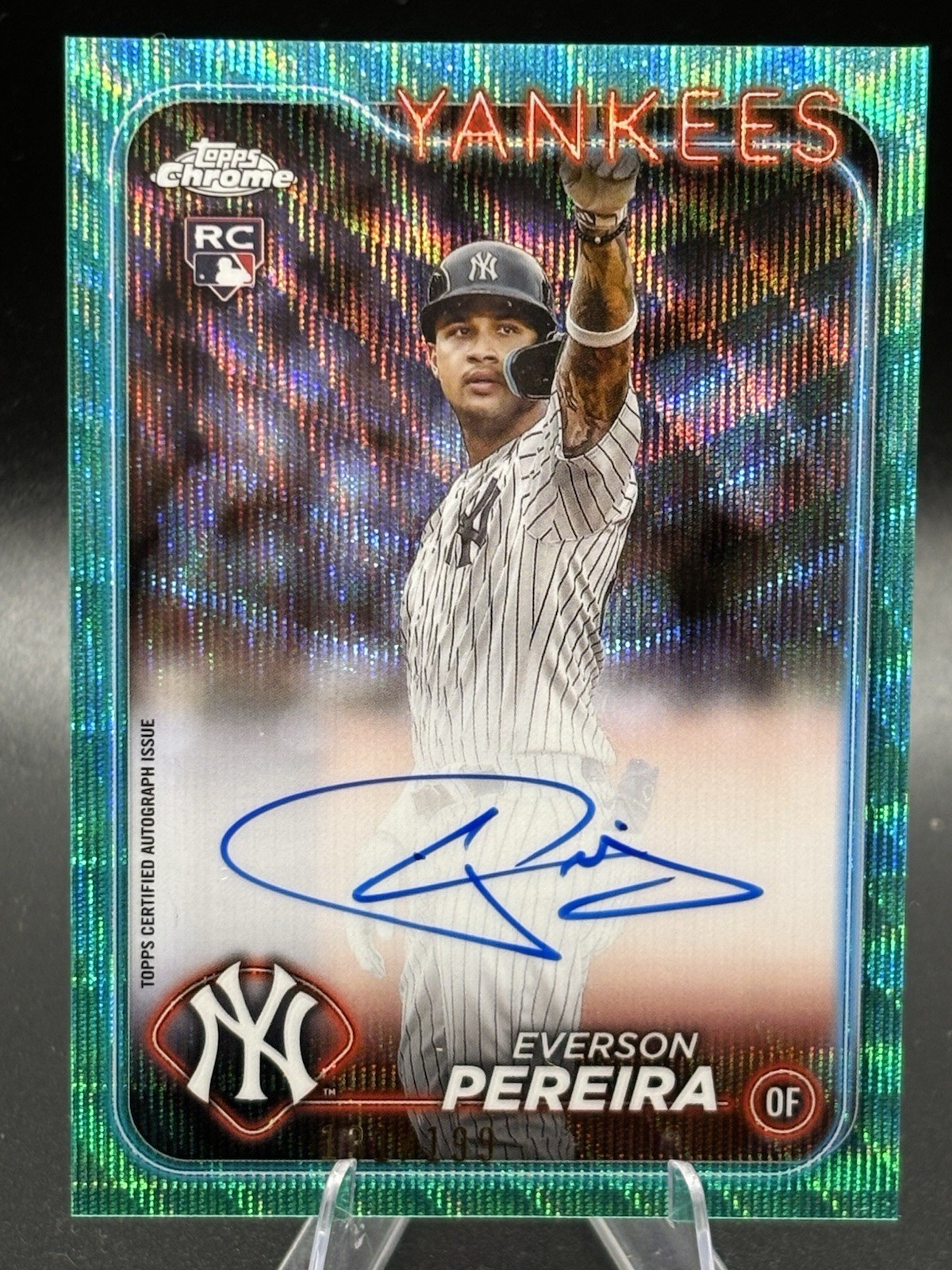 2024 Topps Chrome Everson Pereira #RA-EP #158 Aqua Wave Refractor/ 199 Auto RC