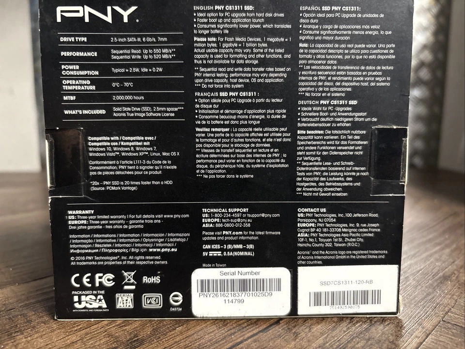 PNY CS1311 SSD 120GB 2.5" Sata III 6Gb/s Solid State Drive SSD7CS1311-120-RB - Image 2 of 4