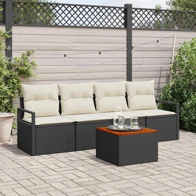 Gartensofa-set mit Kissen 5 pcs Poly-Rattan Gartenmöbel Set für Outdoor vidaXL