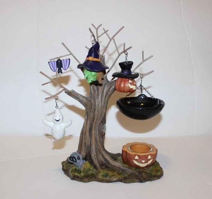 Yankee Candle Halloween Tree With Tea light Tart Warmer Ghost Witch Pumpkin Bat