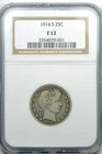 1914-S BARBER QUARTER F12 AS GRADED BY NGC FREE SHIPPING & INSURANCE