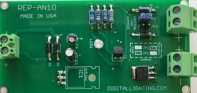 REP-AN10: 12V signal repeater: 0-10V lighting dimmer sinking output made in USA