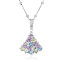Cavill Silber Halskette 2,28Ct Lavendel Amethyst Schweizblauer Topas
