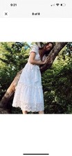 Love Shack Fancy X Target Eyelet Smocked Cap Sleeve White Floral Dress Size 0