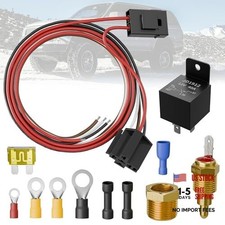 Electric Fan Relay Kit Radiator 185 On 175 Off Temperature Switch, 40 AMP