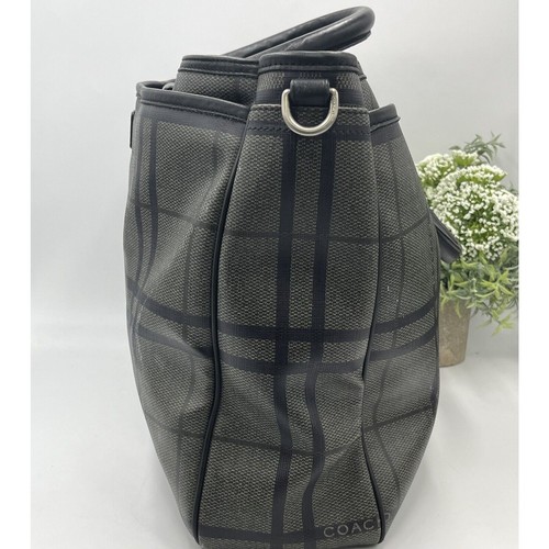 COACH F71072 Gray Black Tattersall Metropolitan Tote Messenger Briefcase Bag - Picture 8 of 14