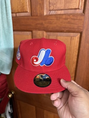 Hat Club Exclusive NEW ERA Montreal Expos Red HAT Icy Blue UV CAP Hat Size 7 1/8