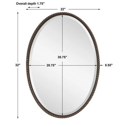 UTTERMOST 01101 B SHERISE BRONZE OVAL MIRROR – CLASSIC STYLISH HOME WALL DECOR - Picture 2 of 6