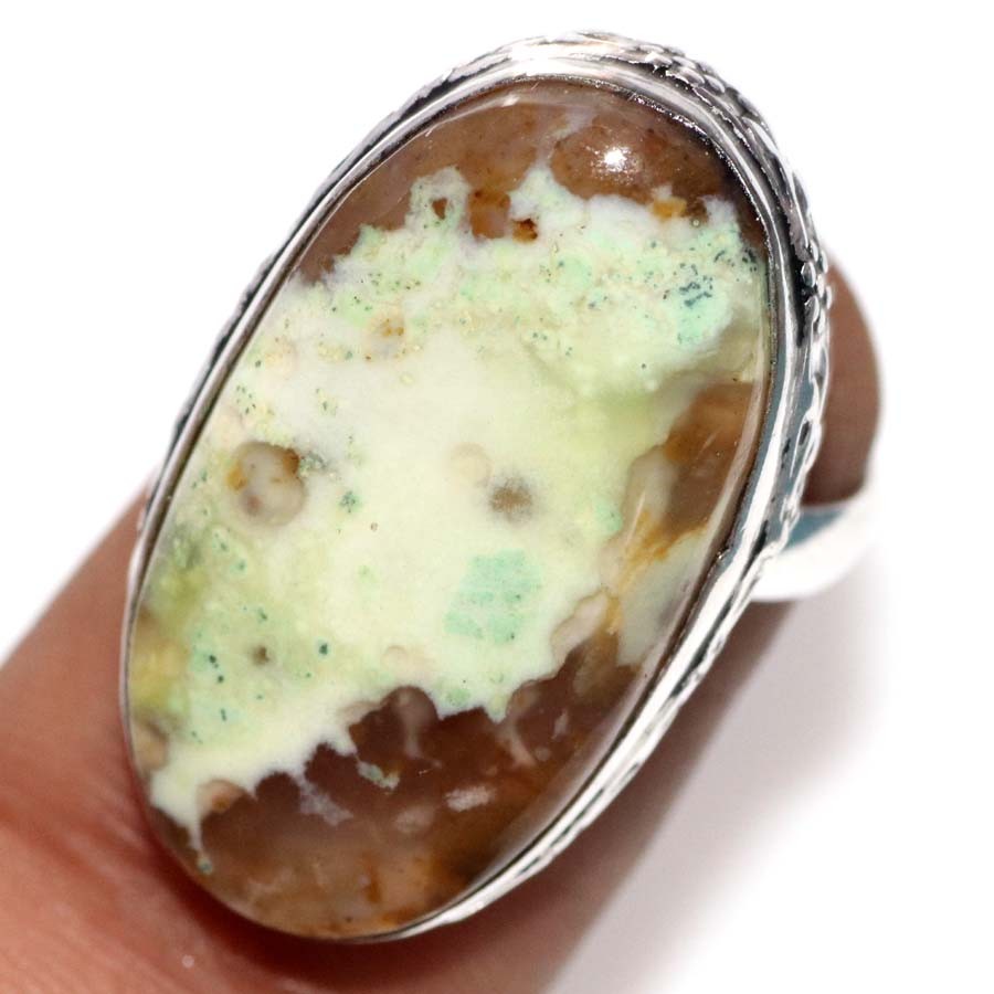 Australian Green Opal 925 Silver Plated Ring US 7 Thank You Gift Trendy JW