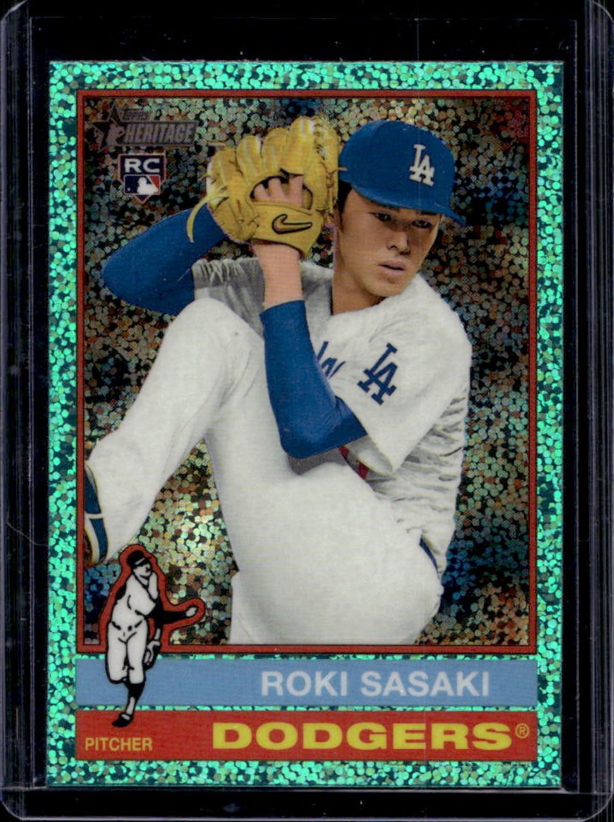 2025 Topps Heritage Roki Sasaki Chrome RC Aqua Sparkle Refractor #224 Dodgers