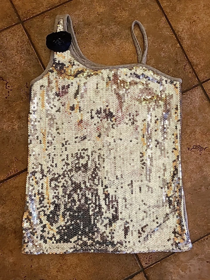 Camiseta Top Justice Niños Niñas Una Manga Lentejuelas Gris 16 Foto 2 de 4