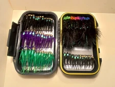 SALMON PRO BLACK WP fly box 60 LARGE fishing flies for salmon / steelhead LQQK