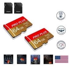Versatile 64GB TF Cards - 2 Pack with Adapter, 80MB/s Speed for Multiple Devices