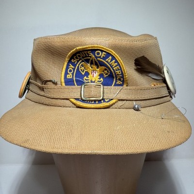 Vintage Boy Scouts Of America Hat 1960 s Pins Included Fish Hook